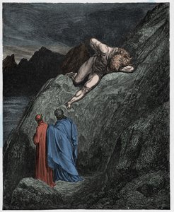 Inferno, Canto 12: The Minotaur on the shattered cliff (illustration from The Divine Comedy) by Gustave after Dore